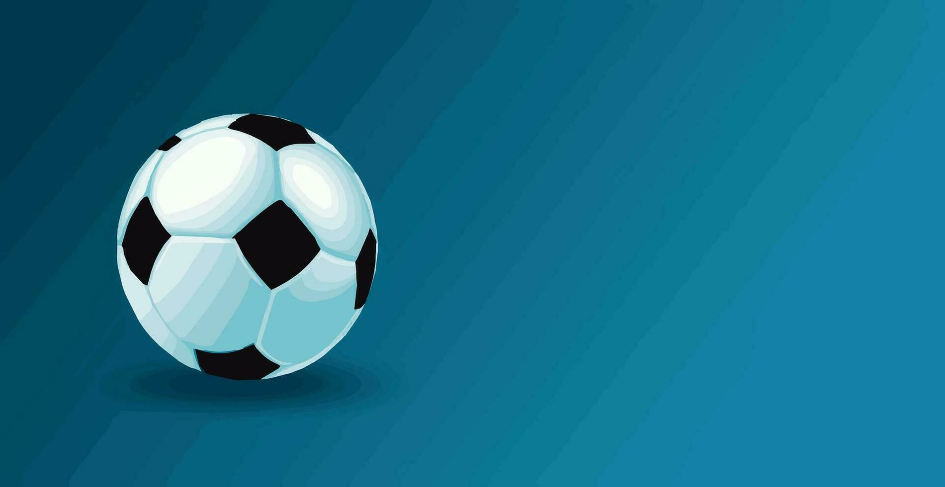 Abstract soccer ball on blue watercolor panoramic background, mosaic style - Vector