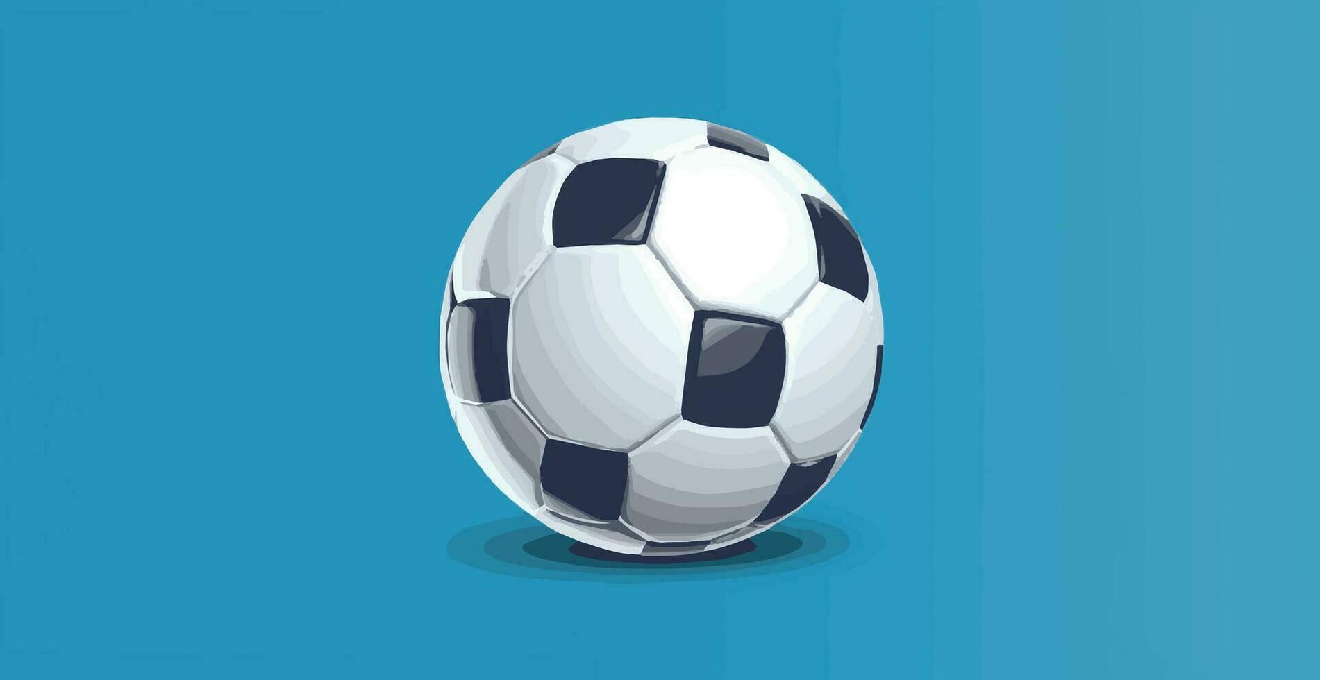 Abstract soccer ball on blue watercolor panoramic background, mosaic style - Vector