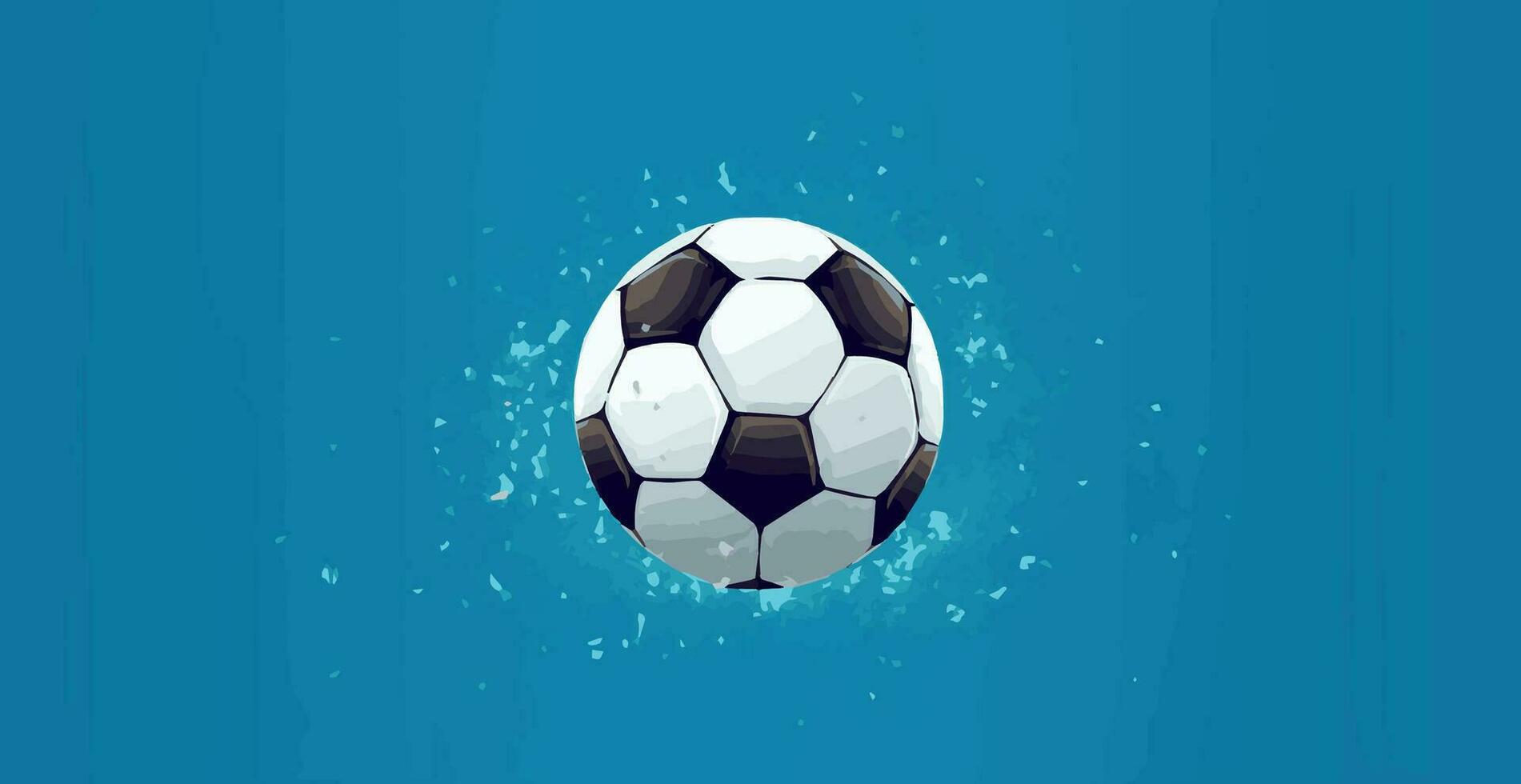 resumen fútbol pelota en azul acuarela panorámico fondo, mosaico estilo - vector