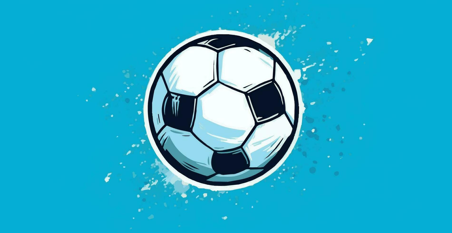 resumen fútbol pelota en azul acuarela panorámico fondo, mosaico estilo - vector