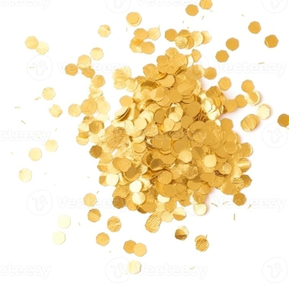 Golden confetti isolated. Illustration photo