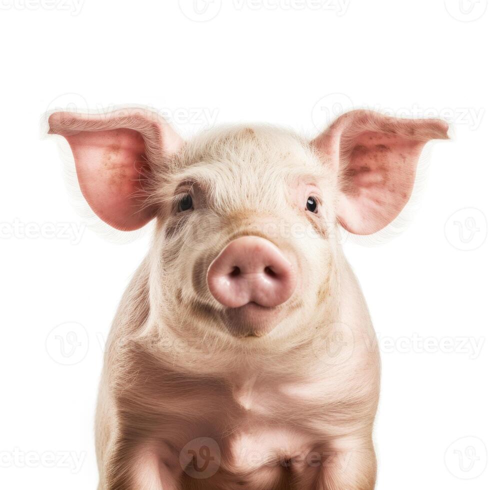 Cute pig portrait isolated. Illustration photo