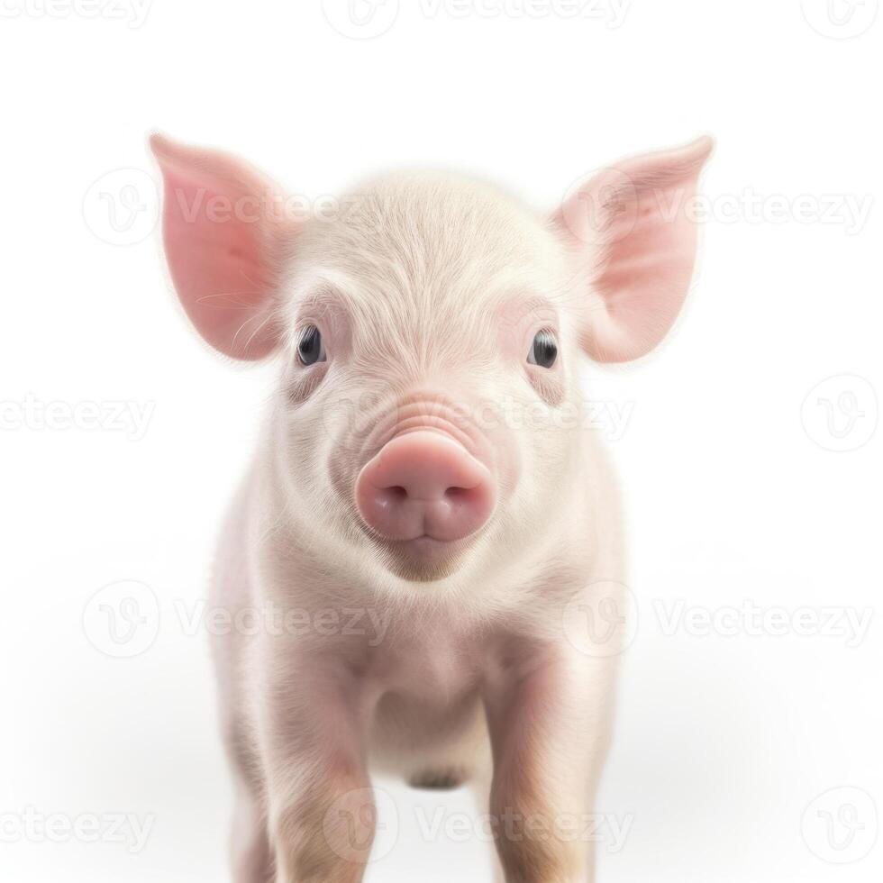 Cute pig portrait isolated. Illustration photo