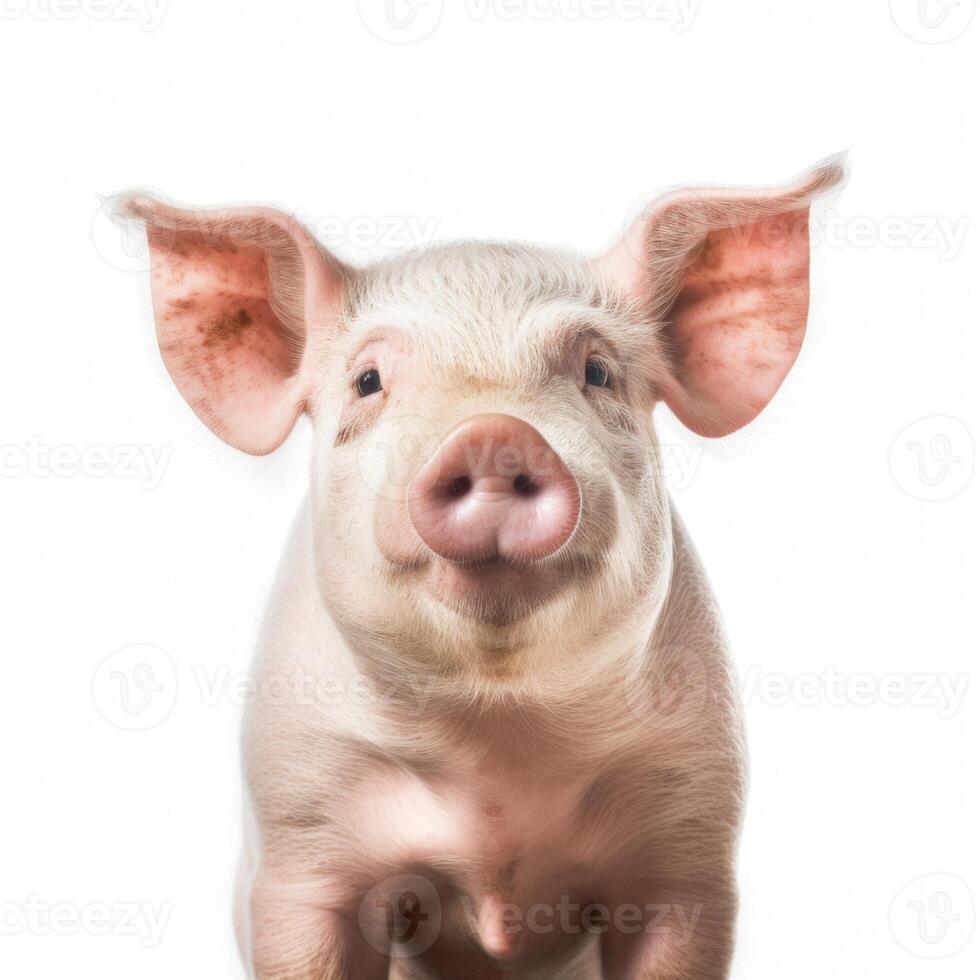 Cute pig portrait isolated. Illustration photo