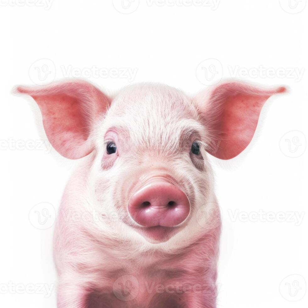 Cute pig portrait isolated. Illustration photo