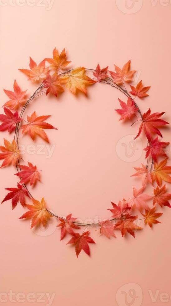 Autumn Background with Falling Leaves in Pastel Colors. Illustration AI Generative photo