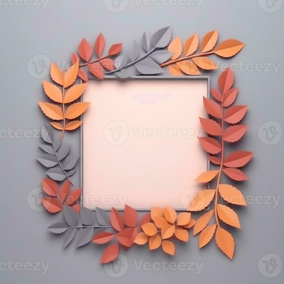 Autumn Background with Falling Leaves in Pastel Colors. Illustration AI Generative photo