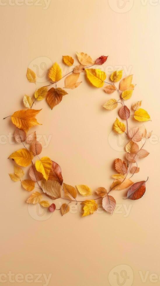 Autumn Background with Falling Leaves in Pastel Colors. Illustration AI Generative photo