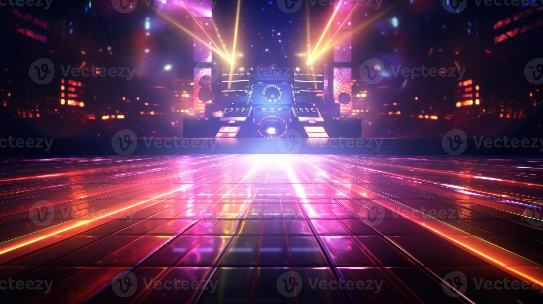 Disco Night Club Neon Background. Illustration AI Generative photo