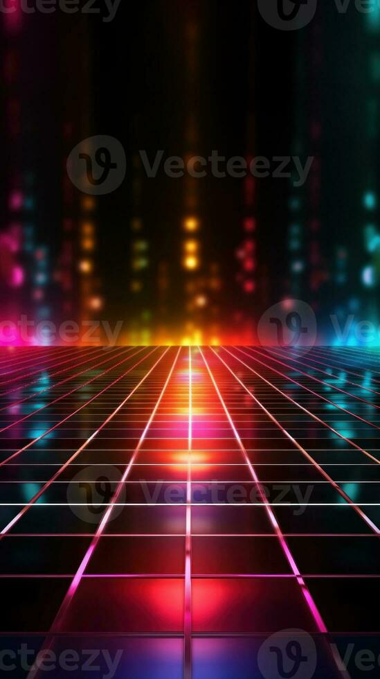 Disco Night Club Neon Background. Illustration AI Generative photo