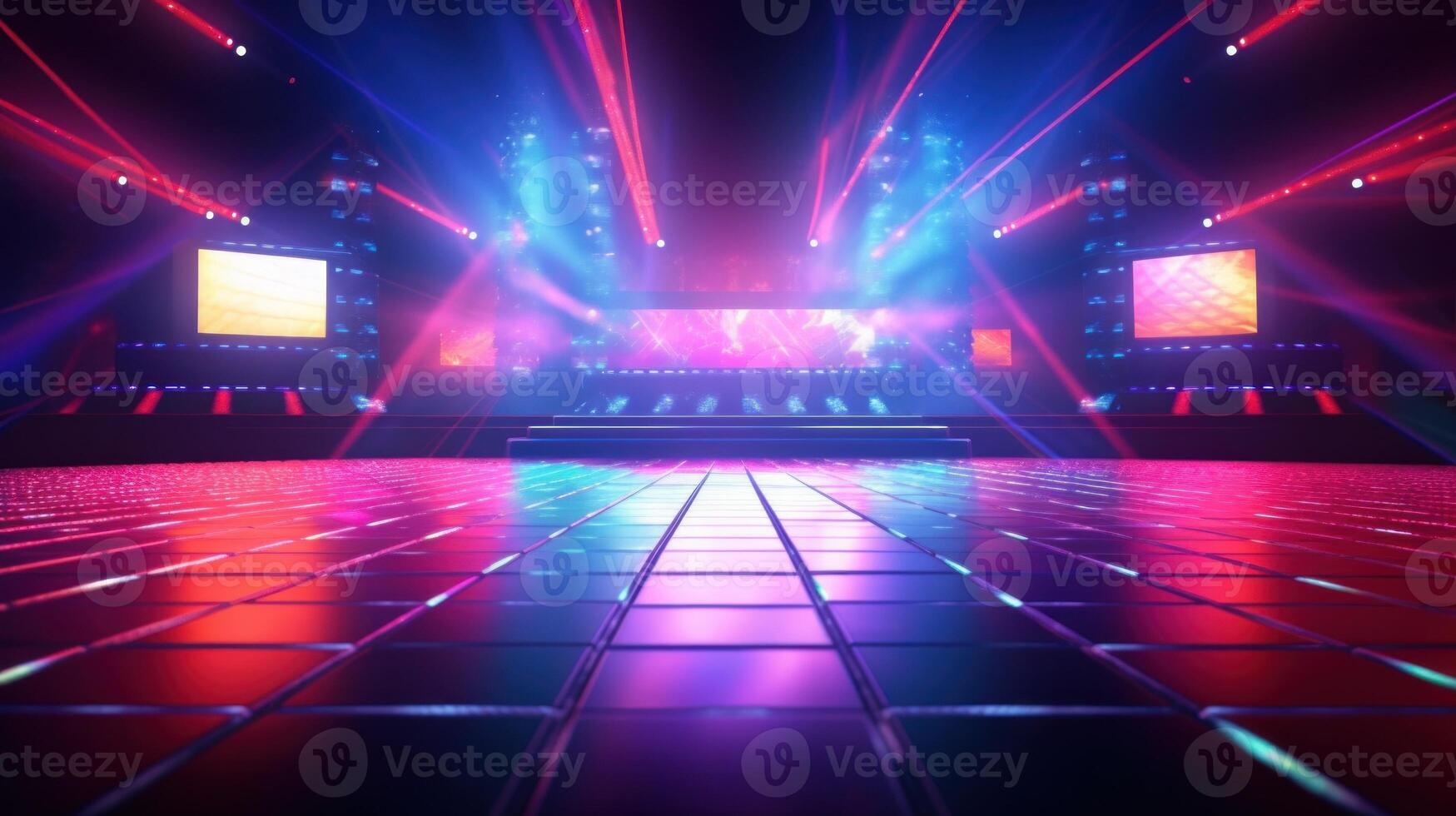 Disco Night Club Neon Background. Illustration AI Generative photo