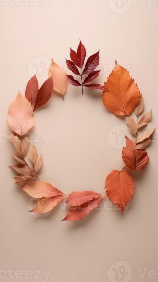 Autumn Background with Falling Leaves in Pastel Colors. Illustration AI Generative photo