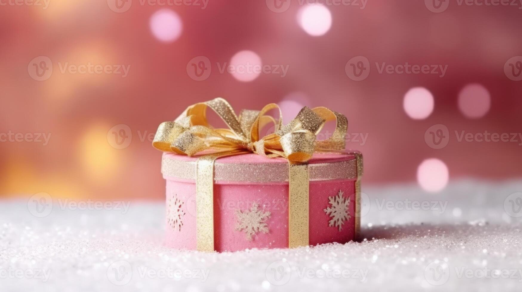 Christmas holiday background with gift box. Illustration AI Generative photo