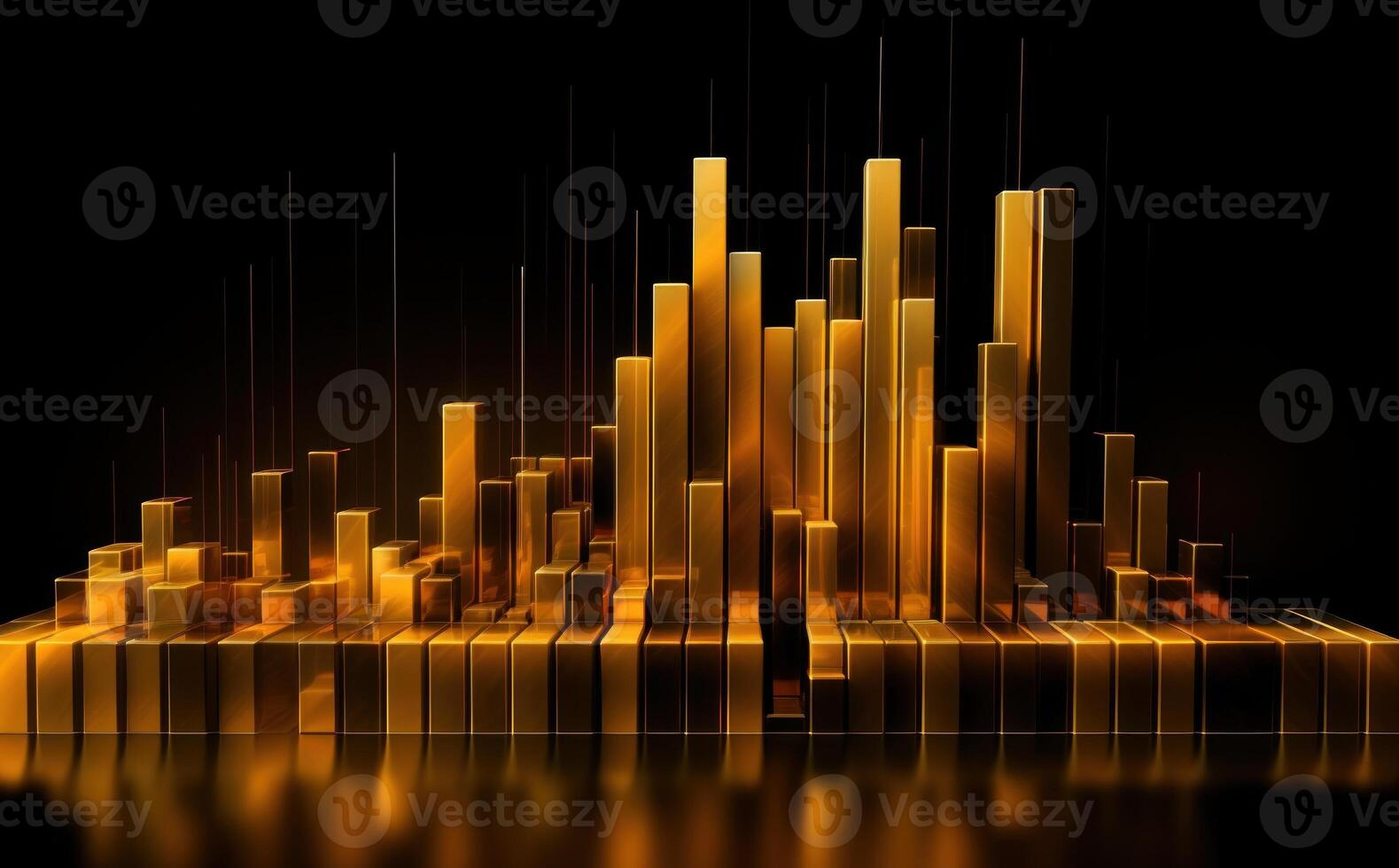 Elegant golden line graph on black background, Illustration photo