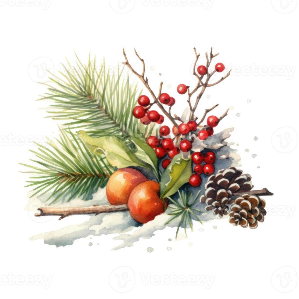 Christmas composition watercolor. Illustration photo