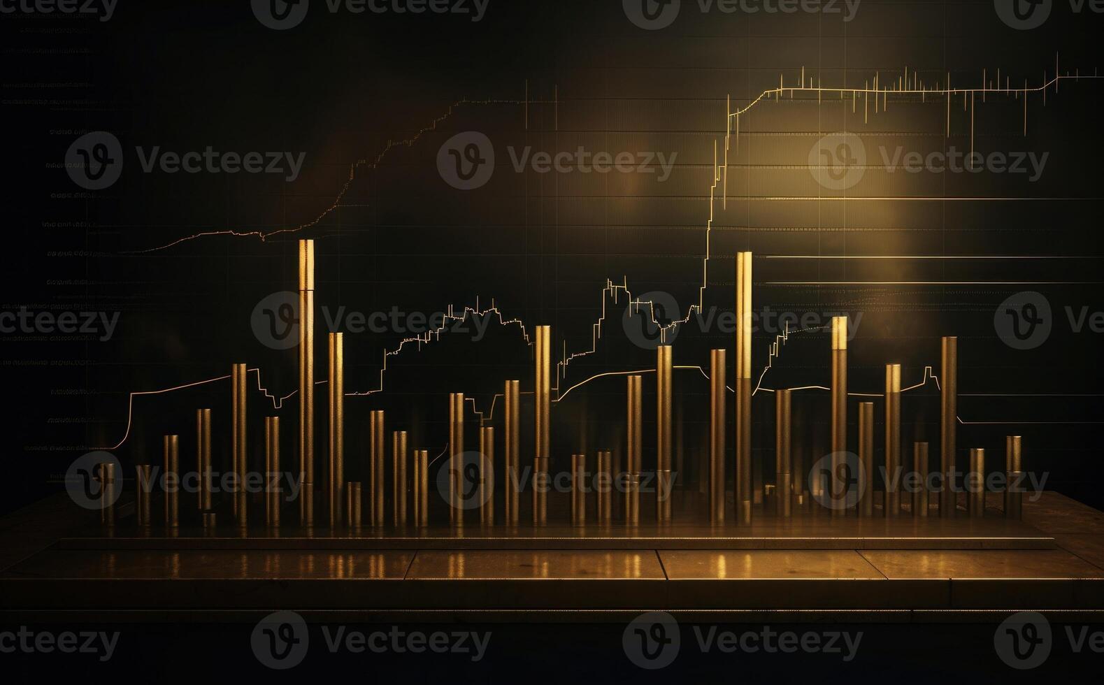 Elegant golden line graph on black background, Illustration photo