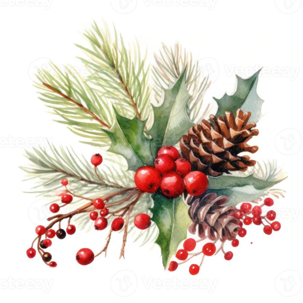 Christmas composition watercolor. Illustration photo