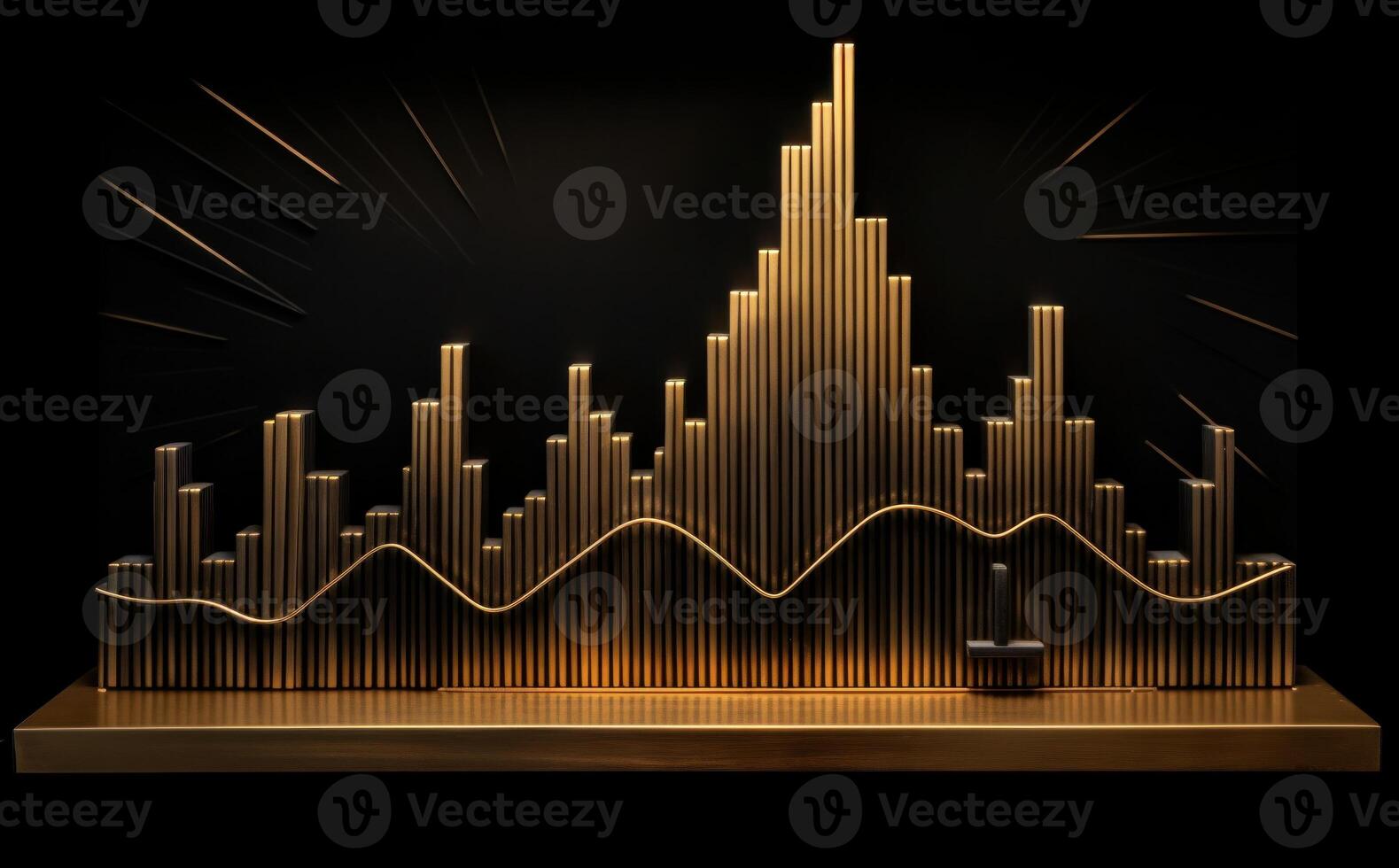 Elegant golden line graph on black background, Illustration photo
