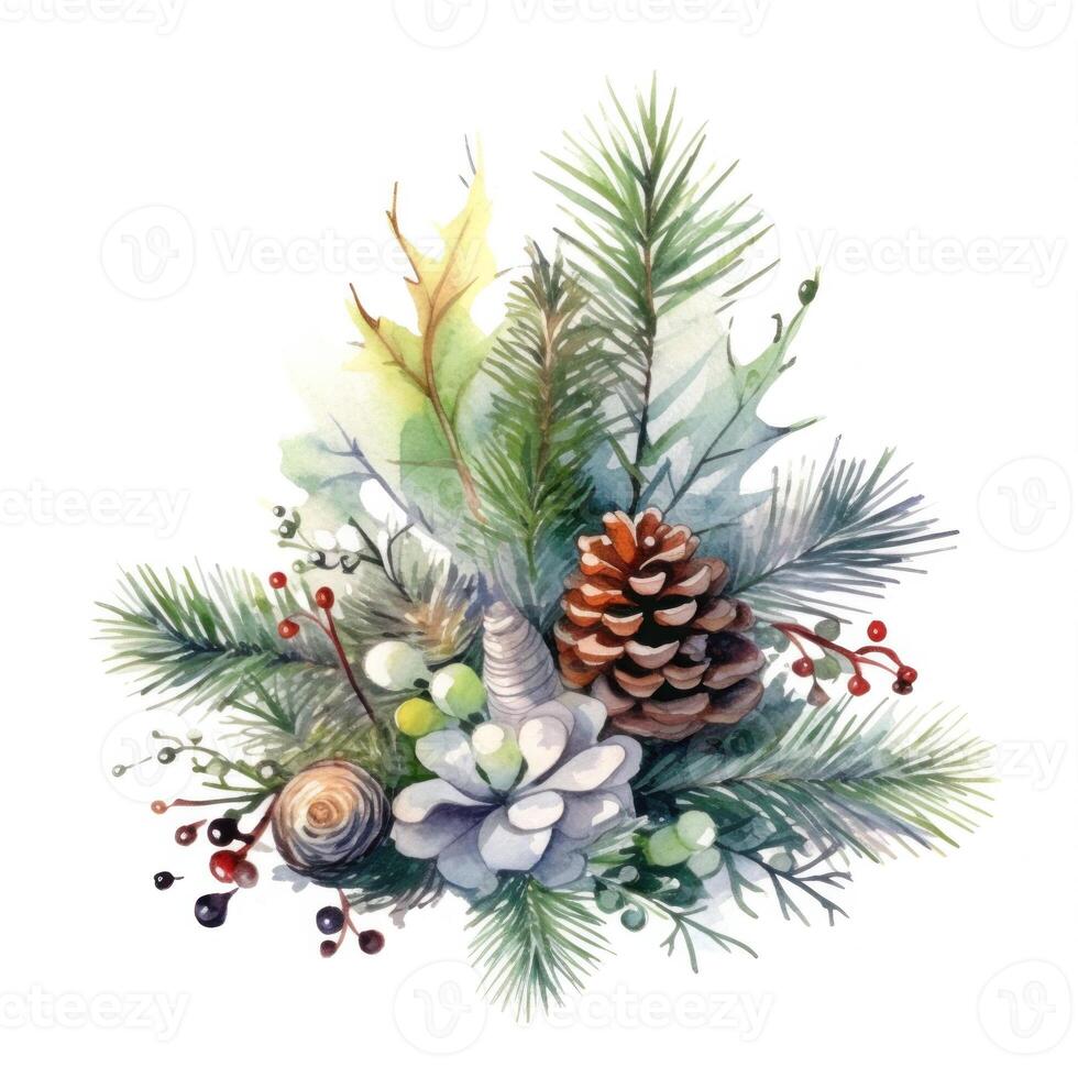 Christmas composition watercolor. Illustration AI Generative photo