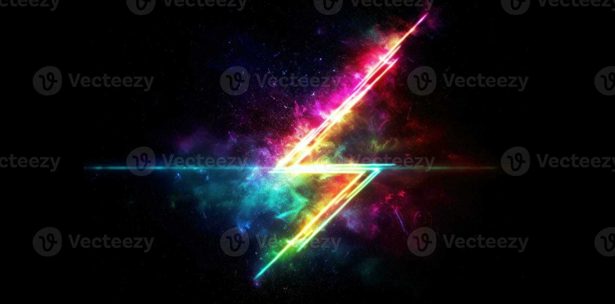 Abstract neon arrow background. Illustration AI Generative photo