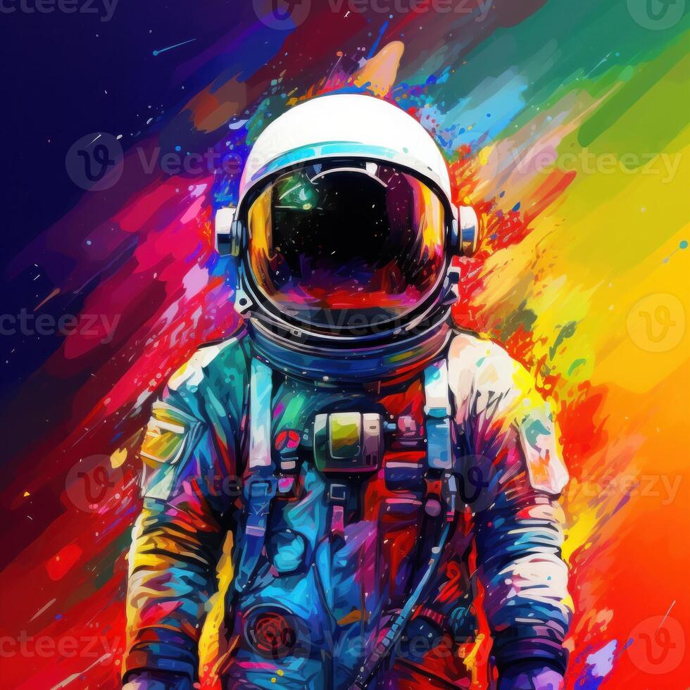 Astronaut on colorful background. Illustration AI Generative photo