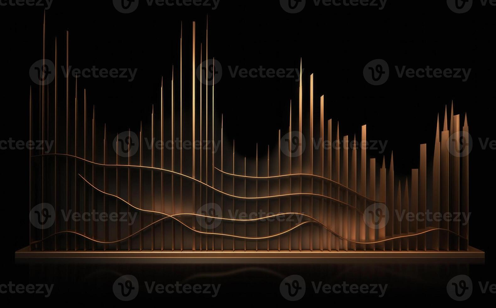 Elegant golden line graph on black background, Illustration AI Generative photo