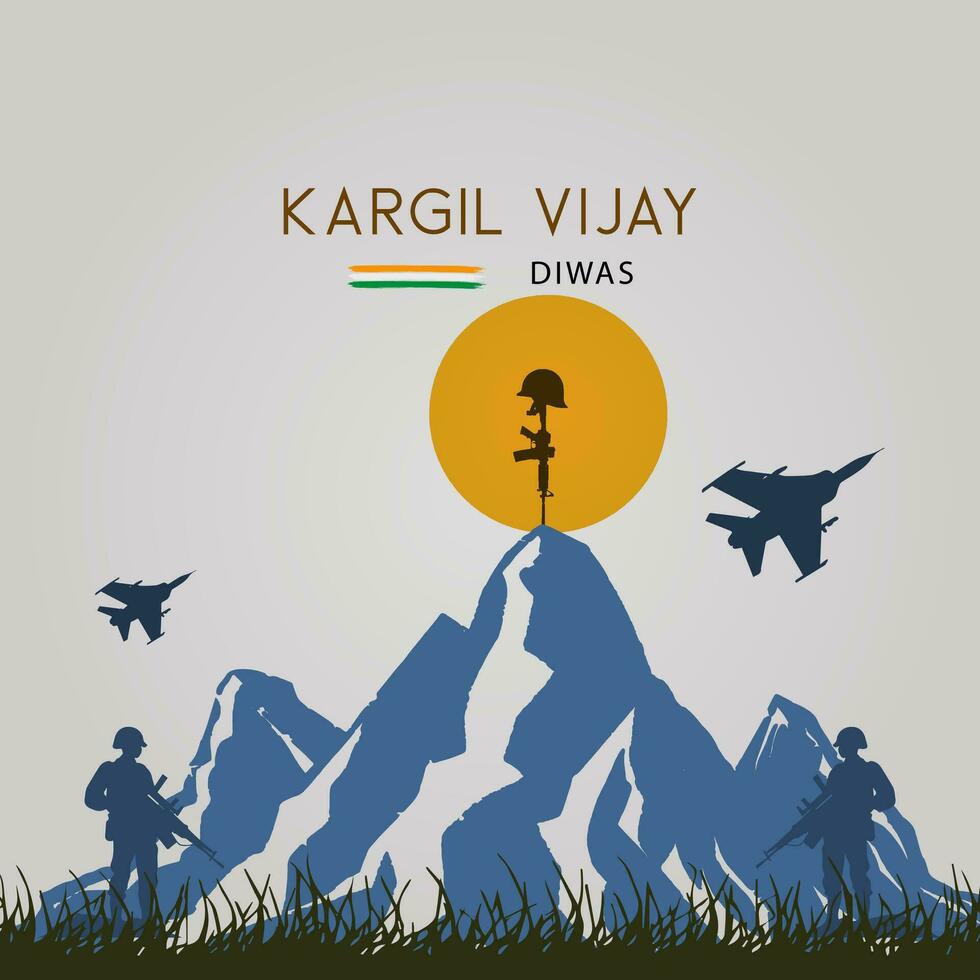 Kargil Vijay-illustration of abstract concept for Kargil Vijay Diwas And people vector