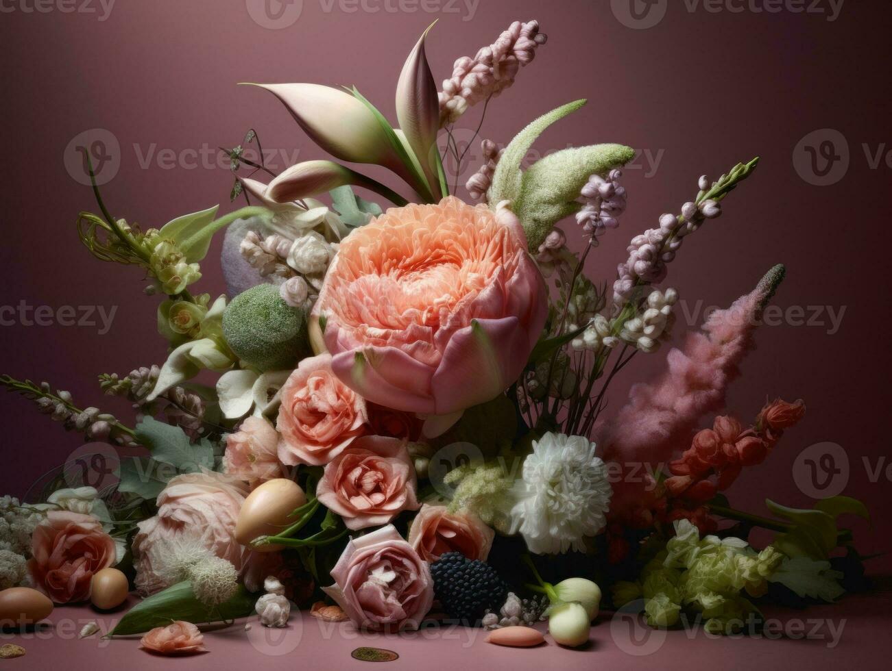 Floral composition. Illustration AI Generative photo