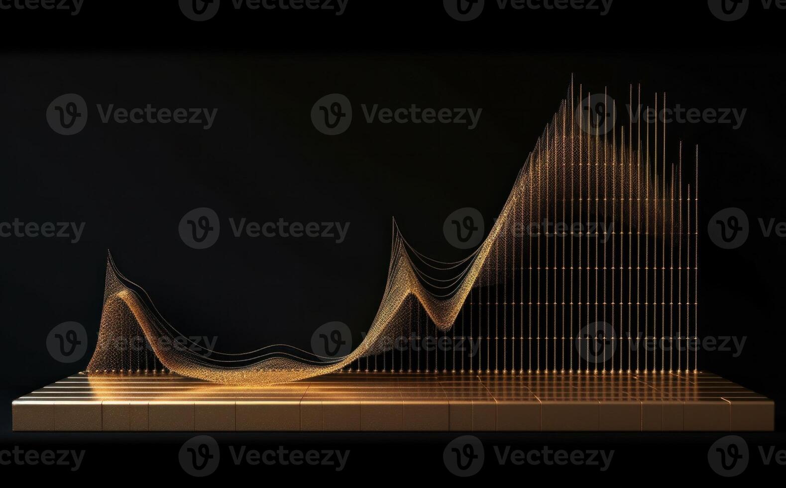 Elegant golden line graph on black background, Illustration AI Generative photo