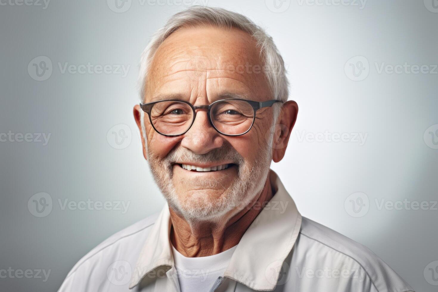 Smiling older man portrait. Illustration AI Generative photo