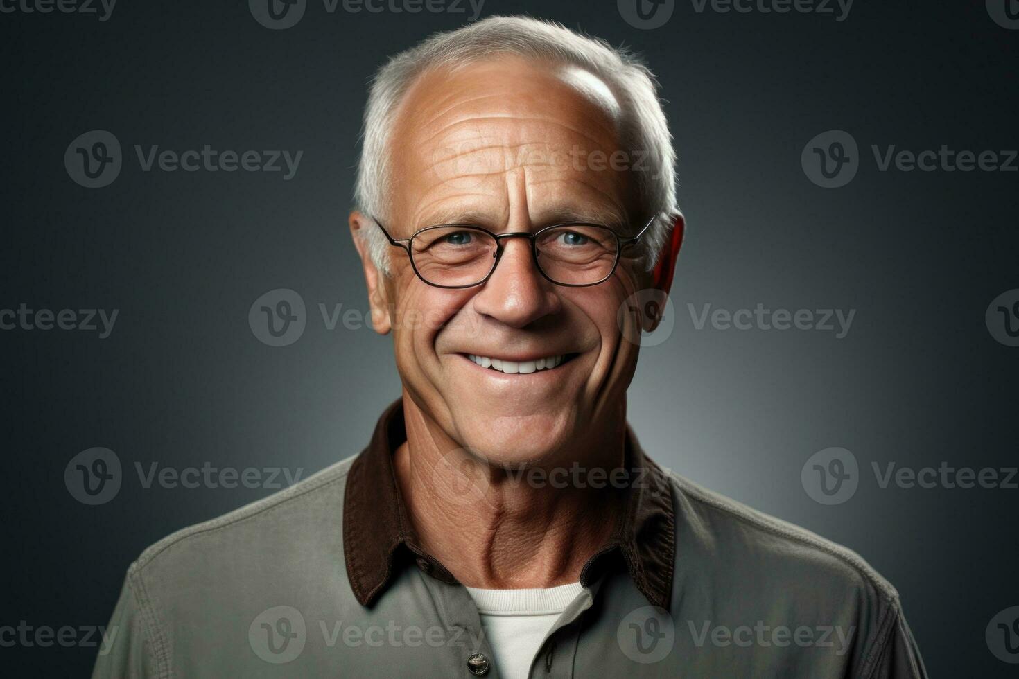 Smiling older man portrait. Illustration AI Generative photo