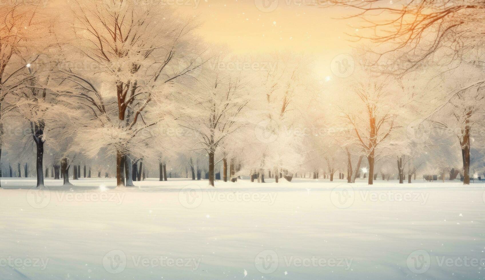 Winter snowy forest background. Illustration AI Generative photo