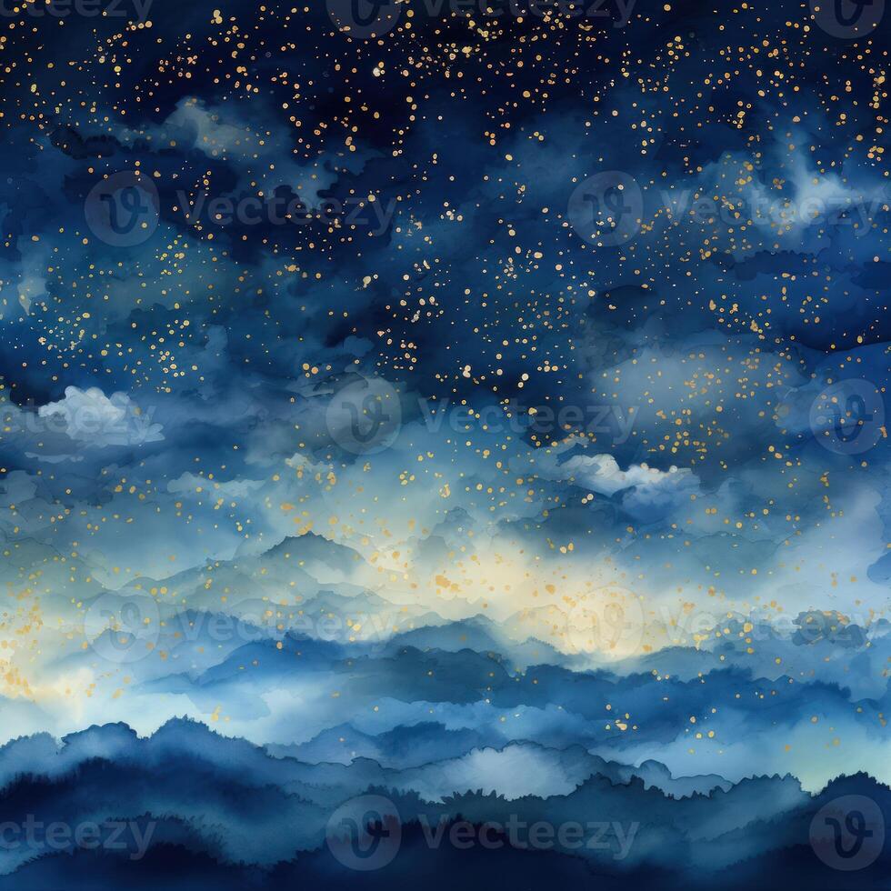 Gold stars on a blue background Illustration photo