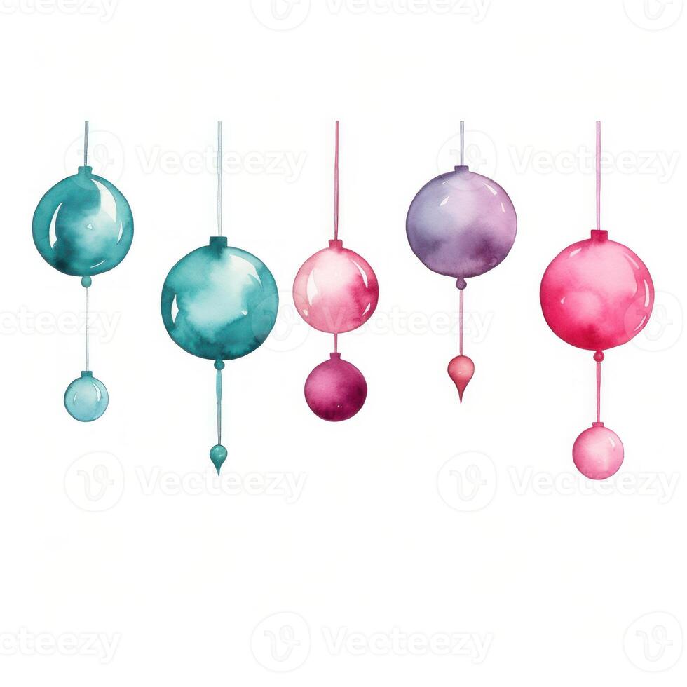 Watercolor Christmas ball background. Illustration AI Generative photo