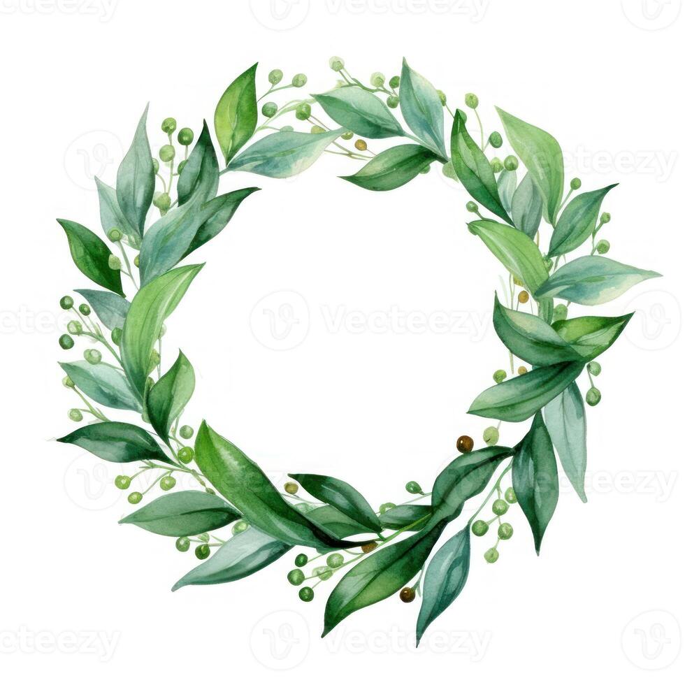 Watercolor Christmas Wreath Isolated. Illustration AI Generative photo