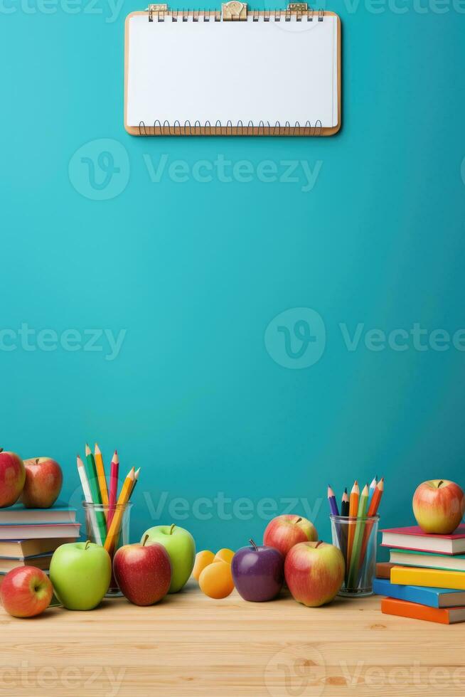 Back to school background. Illustration AI Generative photo