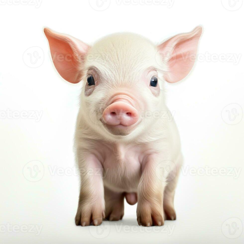 Cute mini pig isolated. Illustration AI Generative photo