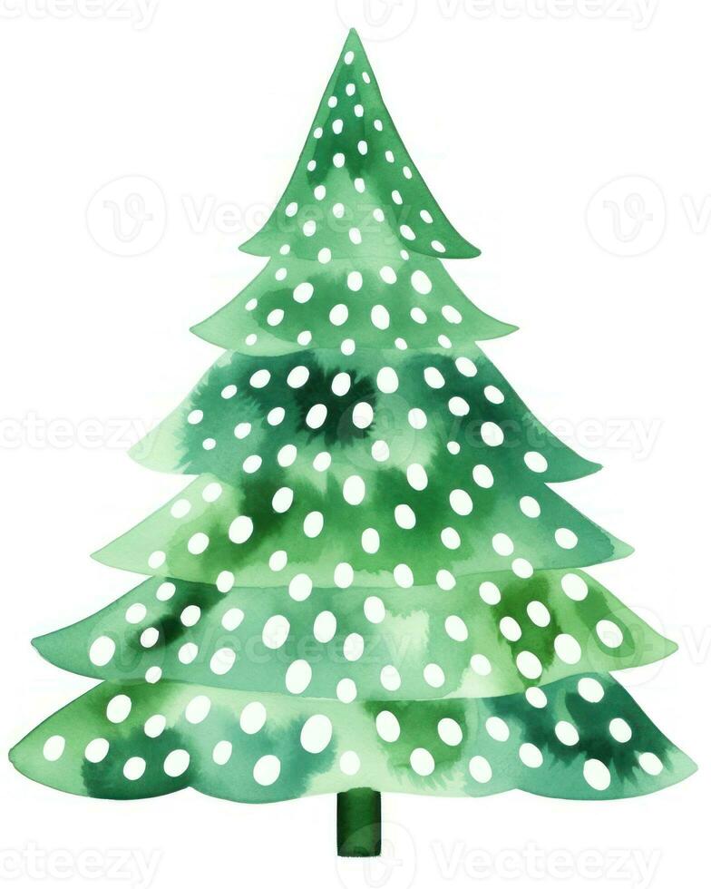 Green watercolor Christmas tree. Illustration AI Generative photo