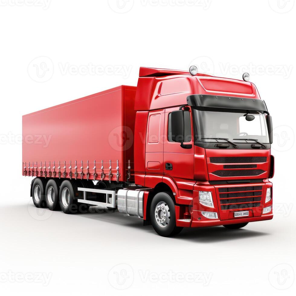 Red Truck Isolated. Illustration AI Generative photo