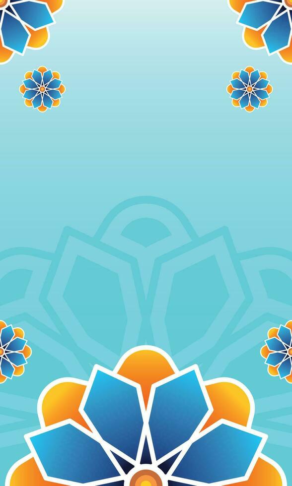 Soft blue islamic background with flower ornament vector