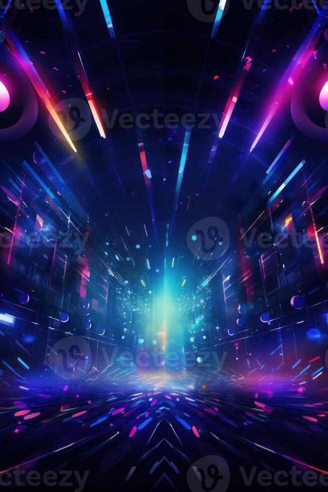 Night club neon background. Illustration AI Generative photo