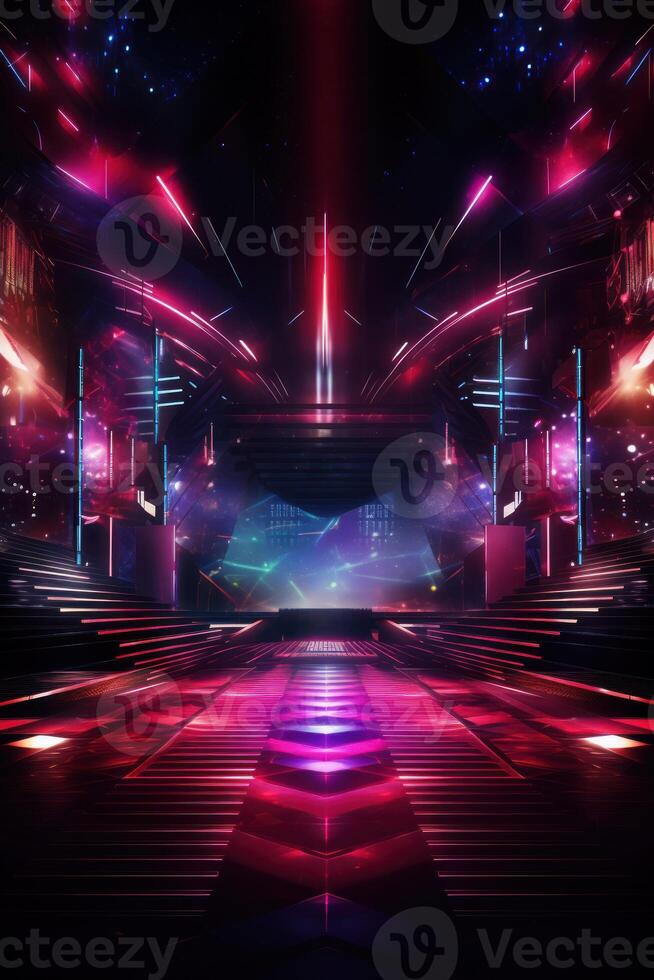 Night club neon background. Illustration AI Generative photo