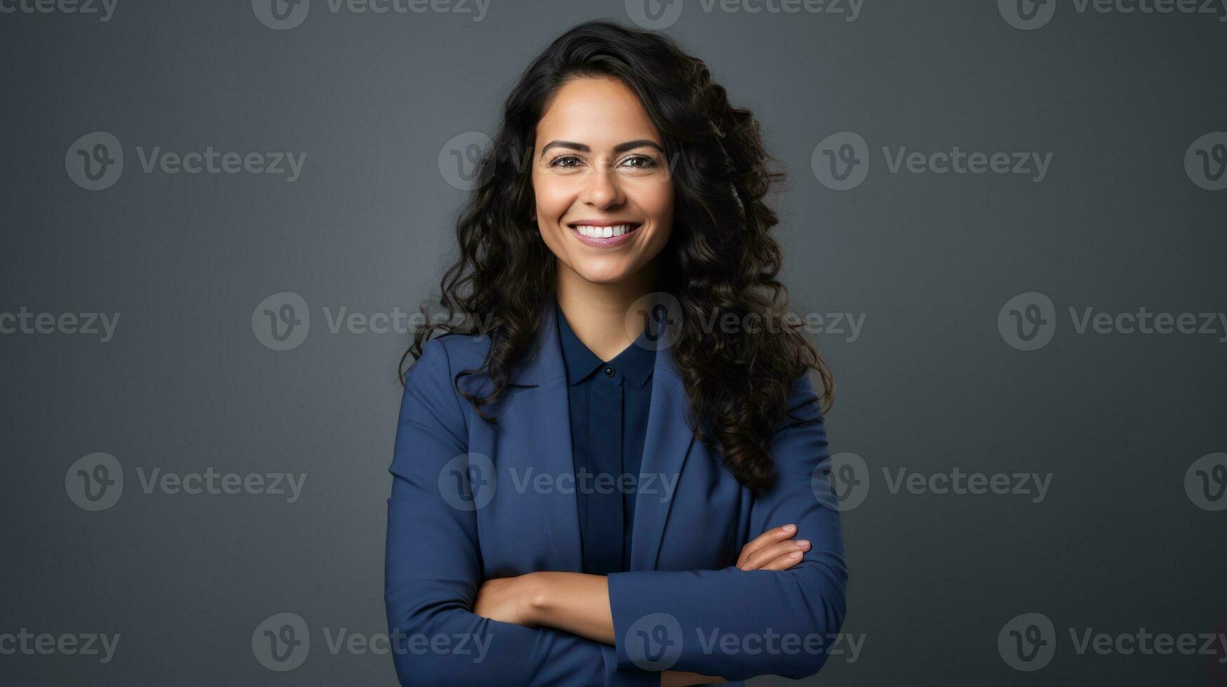 sonriente negocio mujer. ilustración ai generativo foto