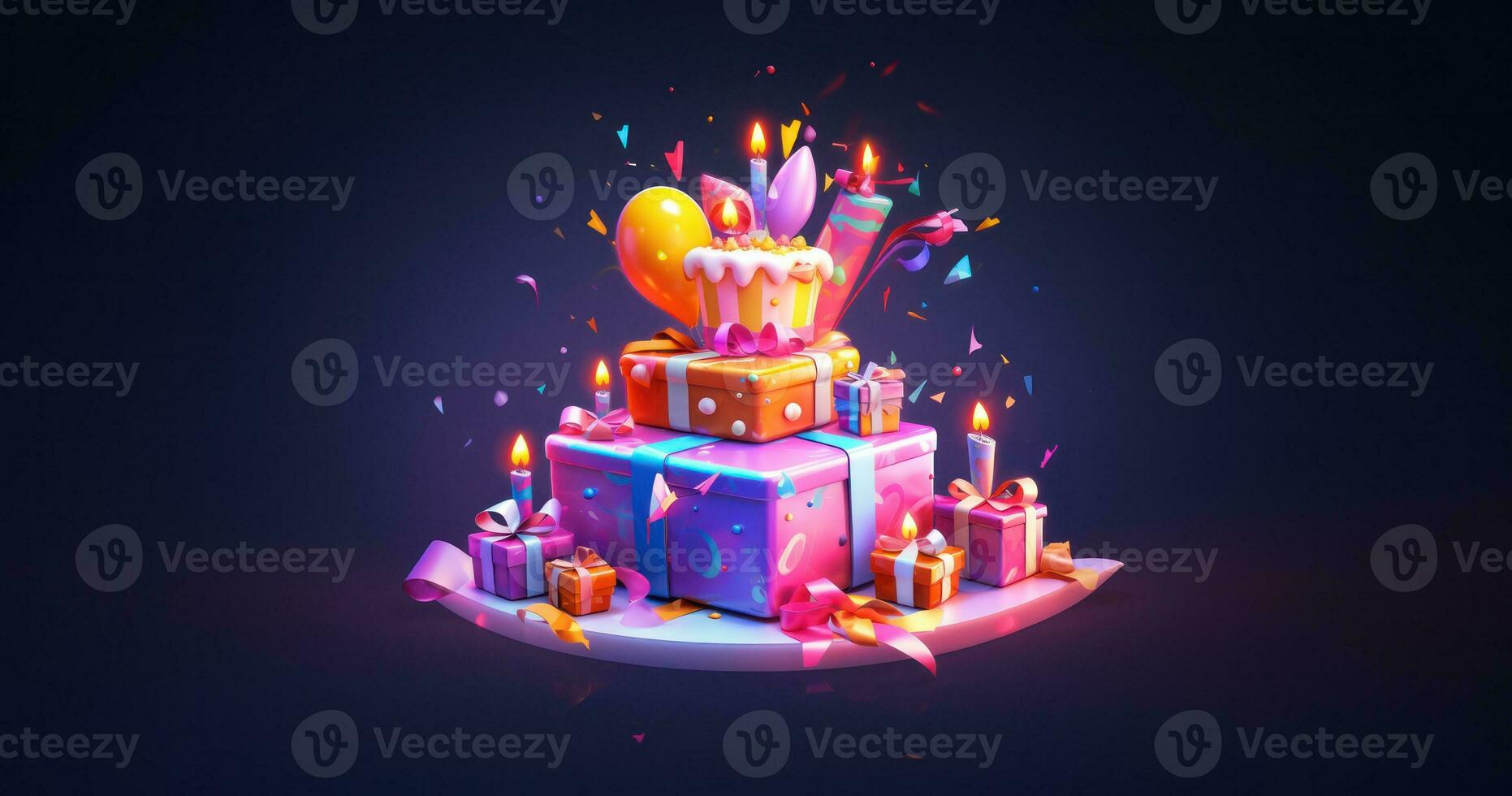 Birthday cake.  Illustration AI Generative photo