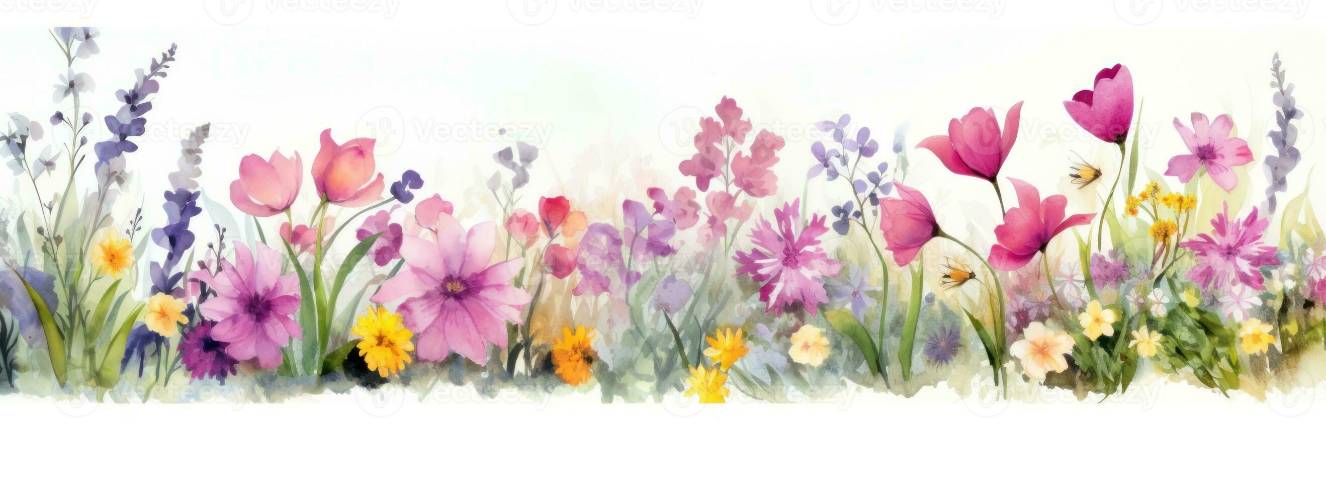 Watercolor floral background. Illustration AI Generative photo
