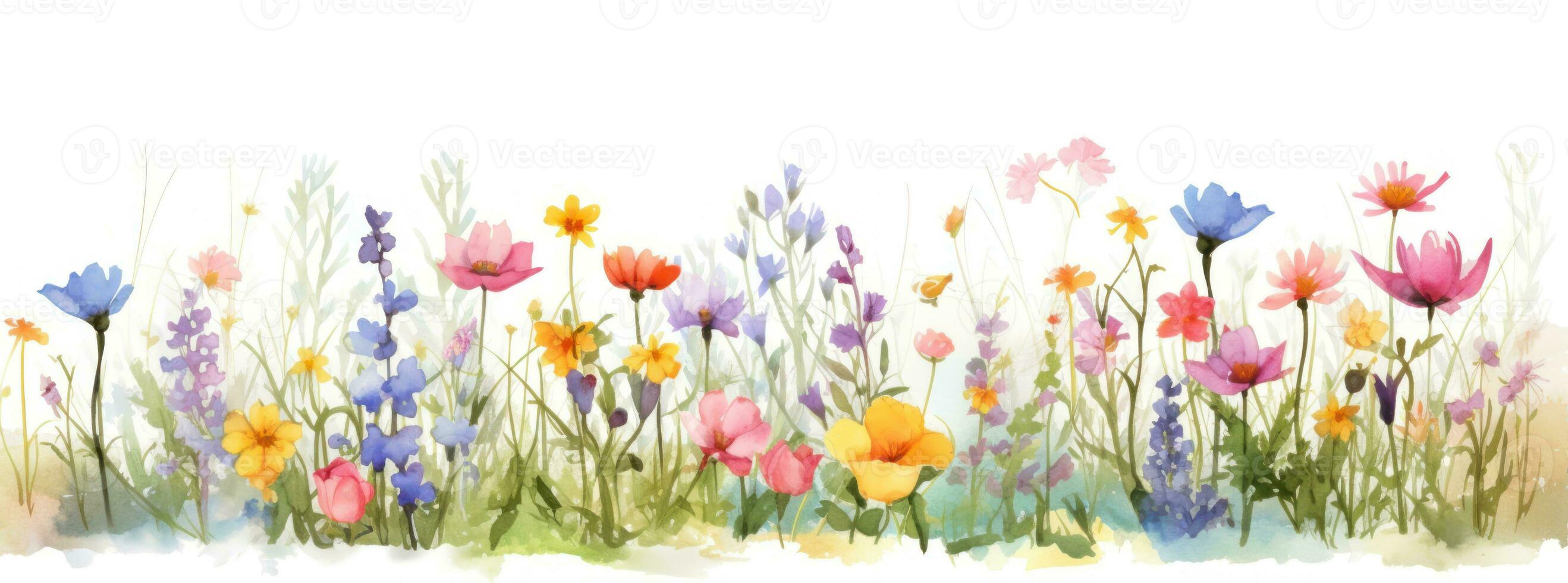 Watercolor floral background. Illustration AI Generative photo