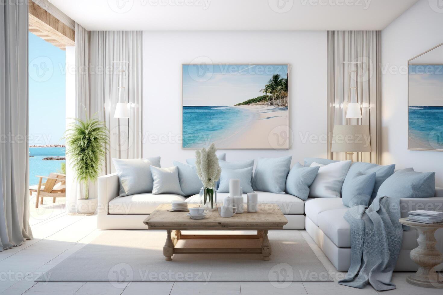 Luxury villa with pool. Illustration AI Generative photo