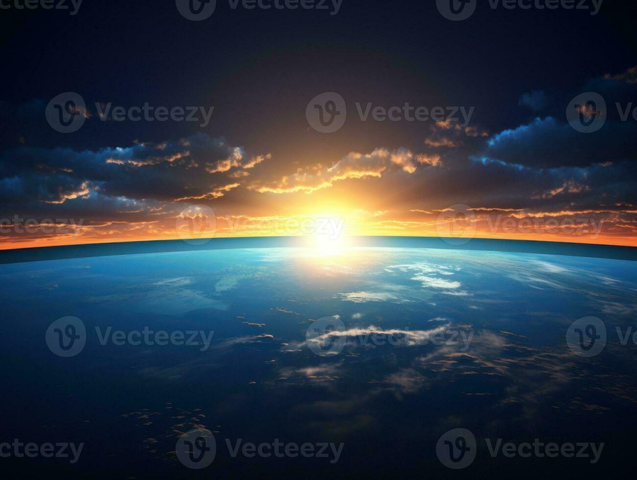 Earth with sun. Illustration AI Generative photo