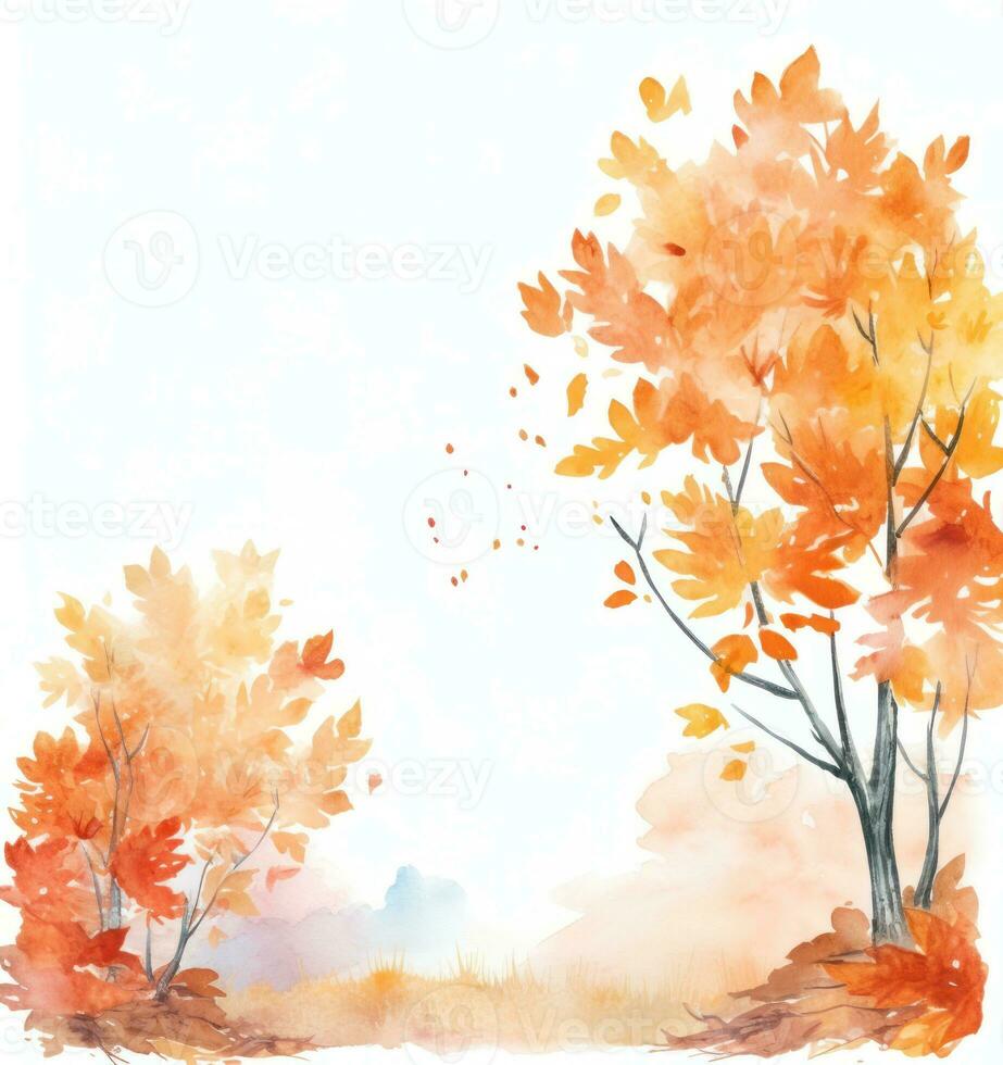 Autum Falling Painting Background. Illustration AI Generative photo