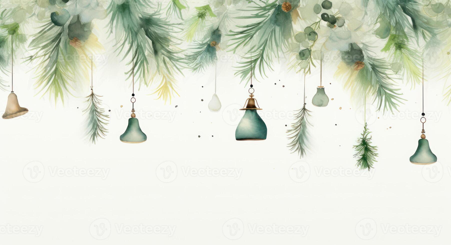 Watercolor Christmas winter background. Illustration AI Generative photo